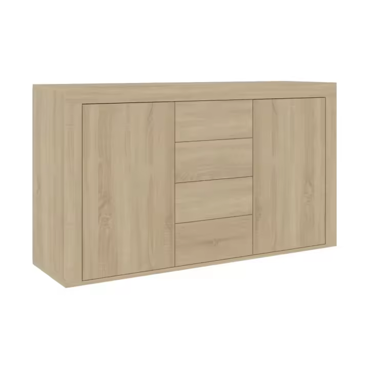 VidaXL Aparador Mika 4 cajones + 2 puertas diseño rústico natural 69x120x36 cm - 1