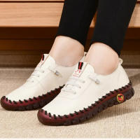 Zapatillas De Mujer En Cuero Casual Vulcánicas Zapatos Planos Confortables Slip on Zapatillas De Mujer Para Comodidad Y Estilo - details 2