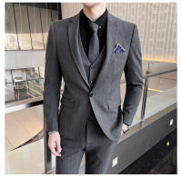 Traje De Boda Invernal Con Rayas Tres Piezas Vestido Y Pantalones Moda Negocios Atractivo Traje Casual Para Celebraciones - details 11