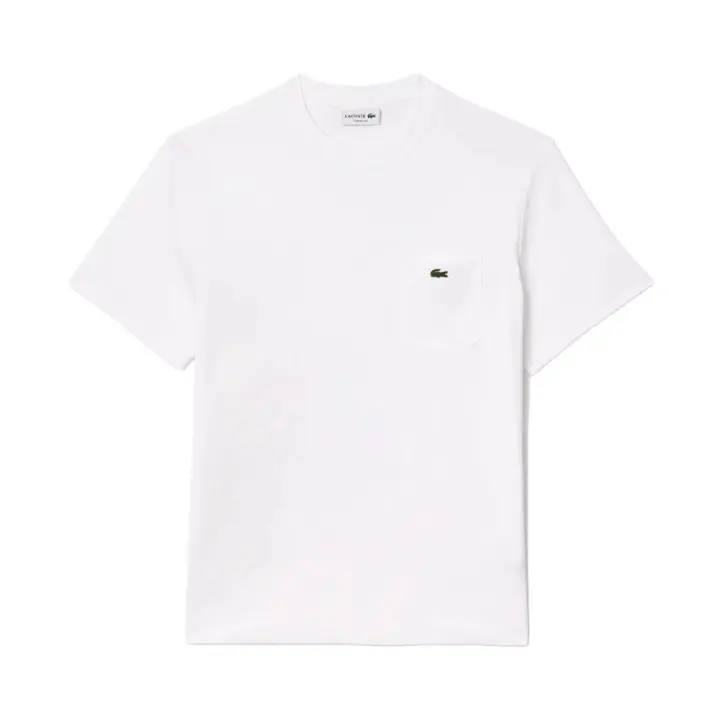 Camiseta Blanca Lacoste con Bolsillo en el Pecho Elegante y Deportiva - 1