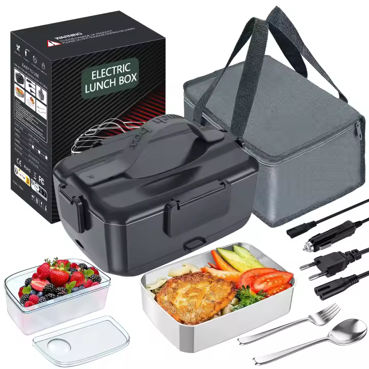 Fiambrera Eléctrica Calentable Coche+Hogar 220V 2L  100W Fiambrera Portátil de Acero Inoxidable Bento Lunchbox Contenedor de Comida Bento Box - 1