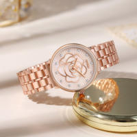 Reloj De Cuarzo Para Mujer Estilo Casual Y Moda Con Correa De Acero Y Flor Dorada Inlazada Con Diamantes Reloj De Pulsera De Lujo - details 4