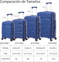 Artree | Maletas de viajes para niño y adulto color Azul oscuro, Equipaje de Mano, Maleta de Cabina para avión Rígida - details 1