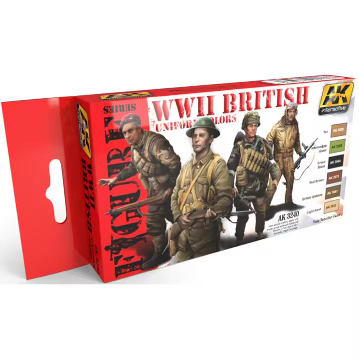 AK INTERACTIVE - FIGURE series: WW II BRITISH UNIFORM COLORS - AK 3240 - CONJUNTO PINTURAS DE MODELISMO - 1