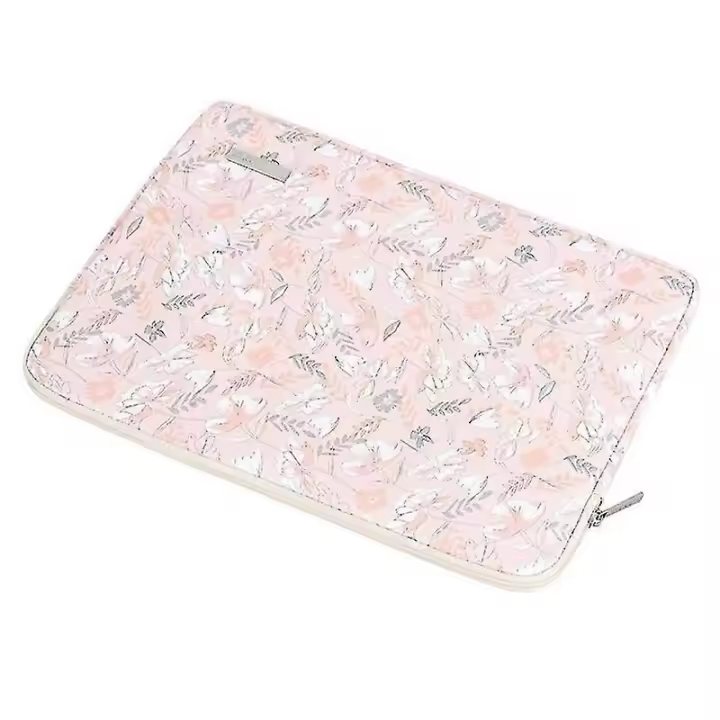 CANVASARTISAN G4-01 13-inch Laptop PU Leather Storage Bag Flower and Leaves Print Notebook Sleeve - 1