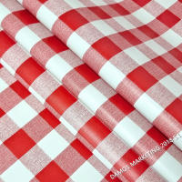 Mantel PVC, Hule, Para mesa rectangular,  Fácil de limpiar,Cocina y Comedor， Impermeable, Fiesta, Primavera, Cuadro Rojo, Vicky 11476 - details 2
