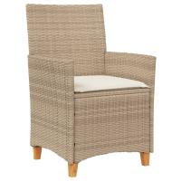 vidaXL Sillas de jardín con cojín 2 uds ratán PE beige y madera acacia - details 2