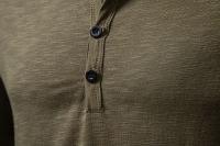 Camiseta De Algodón Para Hombre Con Botones Manga Larga Estilo Henley Color Sólido Transpirable Moda Versátil Slim Fit Casual - details 17