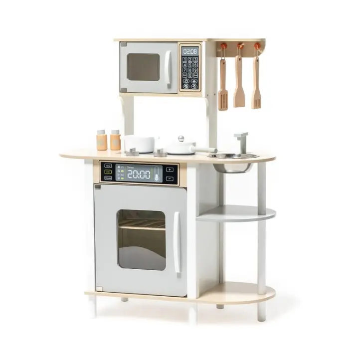 Cocina de Madera Infantil para Niños y Niñas con Accesorios y Electrodomésticos de Imitación - 1