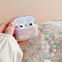 Funda De Lujo Coreana Para AirPods Con Diseño De Estrellas Y Graduación De Colores Con Cadena De Cuentas De Beads Florales Y Conejo Para AirPods pro 2 - details 1