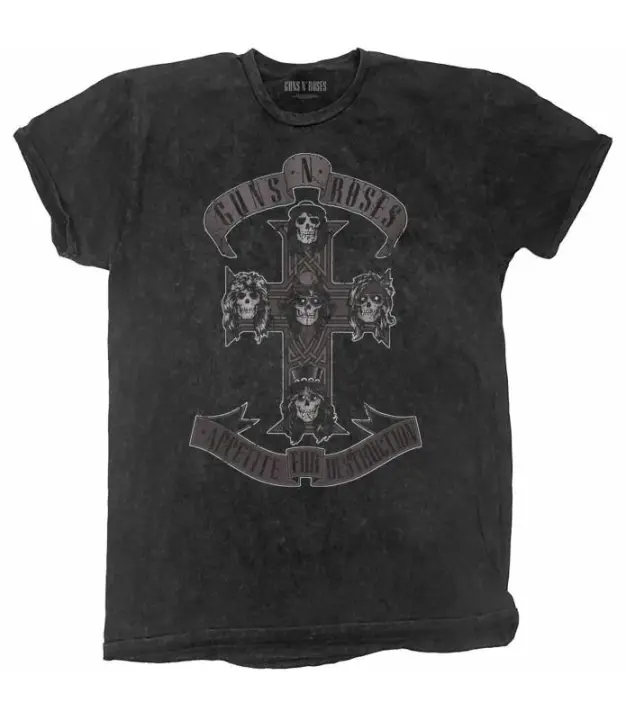 Guns N' Roses: Monochrome Cross (Wash Collection) Tee Camiseta oficial chico ROCK OFF GNRTS97MDD - 1
