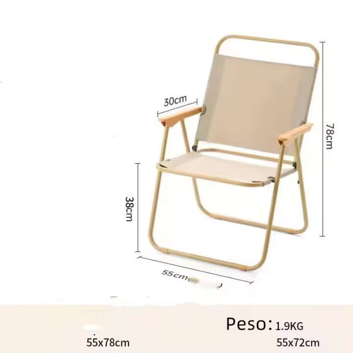 Silla de Playa Plegable con Reposabrazos ,SILLA CAMPING, Estructura de Acero Resistente,Asiento de Lona Impermeable,Estampado a Rayas ,Ideal para Playa o Camping ,Pesca, Estructura de Acero - 1