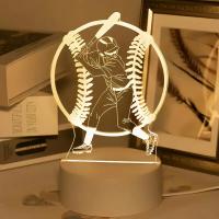 Lámpara De Ilusión Óptica 3D De Tenis 1pc Luz Nocturna Con Toque Cambio De Color Ambiental De 7 Colores Para Dormitorio - details 0