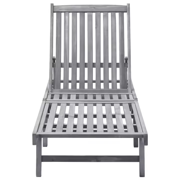 vidaXL Tumbona de madera maciza de acacia Marrón, Gris, Sillas de Exterior Ideal para jardín, playa, piscina, terraza Tumbona Piscina Tumbonas Playa Tumbonas Jardín Exterior - 1