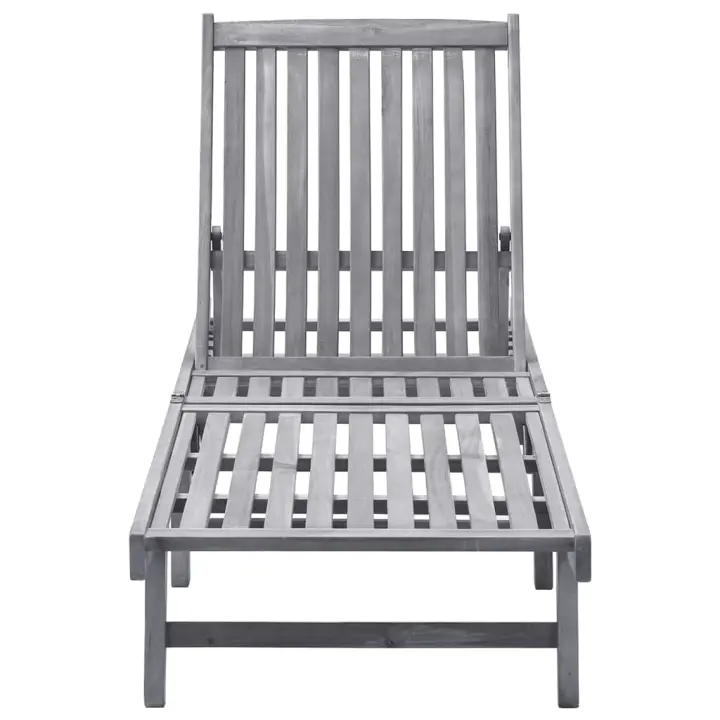 vidaXL Tumbona de madera maciza de acacia Marrón, Gris, Sillas de Exterior Ideal para jardín, playa, piscina, terraza Tumbona Piscina Tumbonas Playa Tumbonas Jardín Exterior - 1
