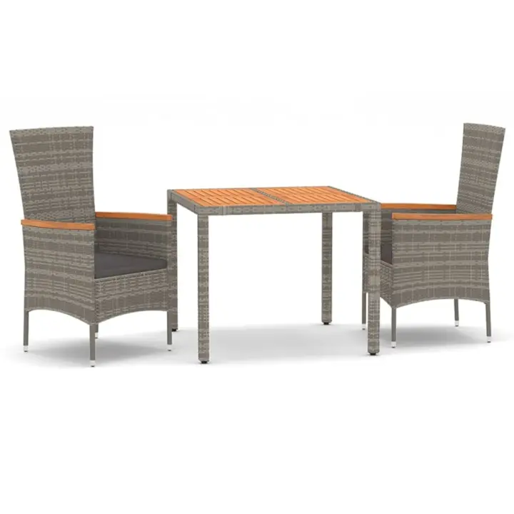 VidaXL Conjunto de jardín Santa Mónica 2 sillones + 1 mesa gris - 1