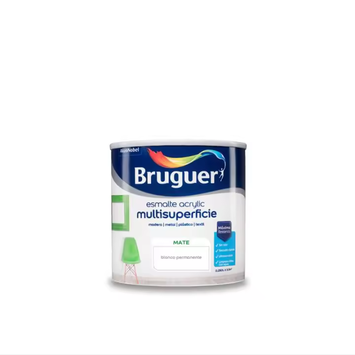 BRUGUER Esmalte Acrílico Multisuperficie Mate Blanco Permanente 0,250L - BRUGUER - 25014 Esmalte acrílico Accesorios y recambios para Pintura Esmalte Pinturas - 1