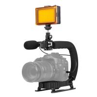 PULUZ-estabilizador de cámara SLR de mano en forma de C, soporte de agarre de mango de cámara DV portátil ABS con zapata fría, carga máxima: 3kg - details 7
