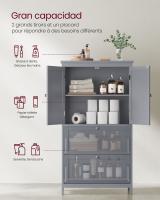 Armario de baño con gran espacio de almacenamiento, mueble con 2 cajones y 2 puertas, estante ajustable, versátil para cocina y almacenaje - details 9