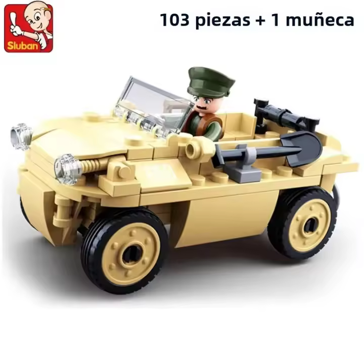 Sluban 103PCS Modelo De Carro Acuático Militar WW2 Con Figuras De Soldados Ejército Bloques De Construcción DIY Juguete Educativo Para Niños Regalos - 1