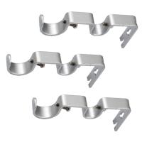Juego De 3 Soportes Ajustables Para Cortina Doble De Metal Acero Inoxidable Para Percha De 1 Y 5/8 Pulgadas Soporte De Muro Para Perchas De Cortina - details 7