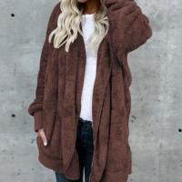 Abrigo De Piel Sintética Casual Para Mujer Otoño Invierno Con Capucha Cuello Alto Cálido Grueso Estilo Medio Largo Manga Larga - details 7