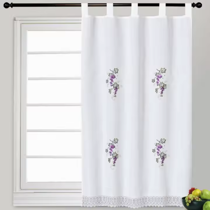 Cortina - Cocina - Bordada Cortinas De Cocina, Estampado De Uva, Cortinas Decorativas, DecoracióN Del Hogar. Adecuado Para Cocina, HabitacióN, SalóN, BañO. 1 Pieza, 100 X 150 Cm. 2025 Nuevo Caliente - 1