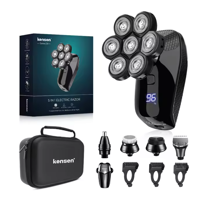 Kensen 5 En 1 Afeitadora Eléctrica 7D Cabeza De Corte Flotante Recargable Kit De Afeitado Para Hombres IPX6 Impermeable Trimmer De Barba - 1