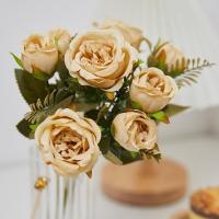 Bouquet Realista De Pétalos Multicapa Artificial Peonía Con Vínculos Verdes Hojas Verdes Flores Falsas Plantas Decoración Para El Hogar - details 6