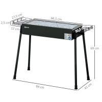 Outsunny Barbacoa de Carbón con 2 Parrillas de Acero Inoxidable Barbacoa Portátil con 2 Especieros para Acampar Picnic Camping Jardín 77x30x70 cm Negro - details 2
