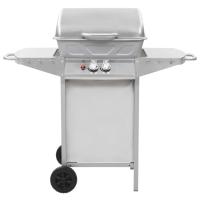 vidaXL Barbacoa portátil de gas con 2 zonas plateada acero inoxidable - details 2