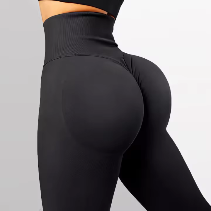 Pantalones De Yoga Para Mujer 2023 Cintura Alta Sin Costuras Tejidos En Nudo Trousers De Gimnasio Ajustados Glúteos Pequeños Nude - 1