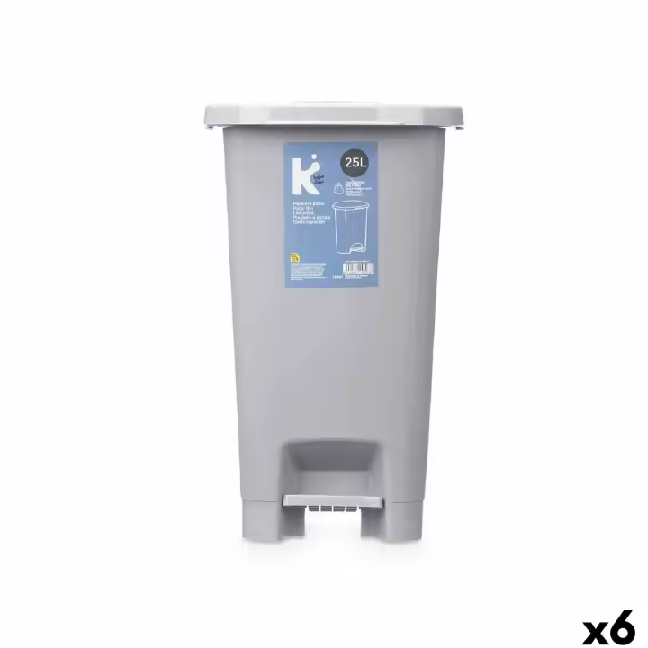 Papelera con Pedal ABK-142 1 Gris Plástico 25 L (6 Unidades) - 1