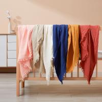 Manta de gasa de algodón puro de 4 capas con borlas, manta de crepé para bebé, manta de playa, manta de picnic, manta para automóvil - details 2