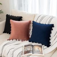 Fundas Para Cojines Negros Con Borlas Hechas a Mano 30x50cm 45x45cm 50x50cm De Velours Sólido Para Sofá Sala De Estar Dormitorio - details 11