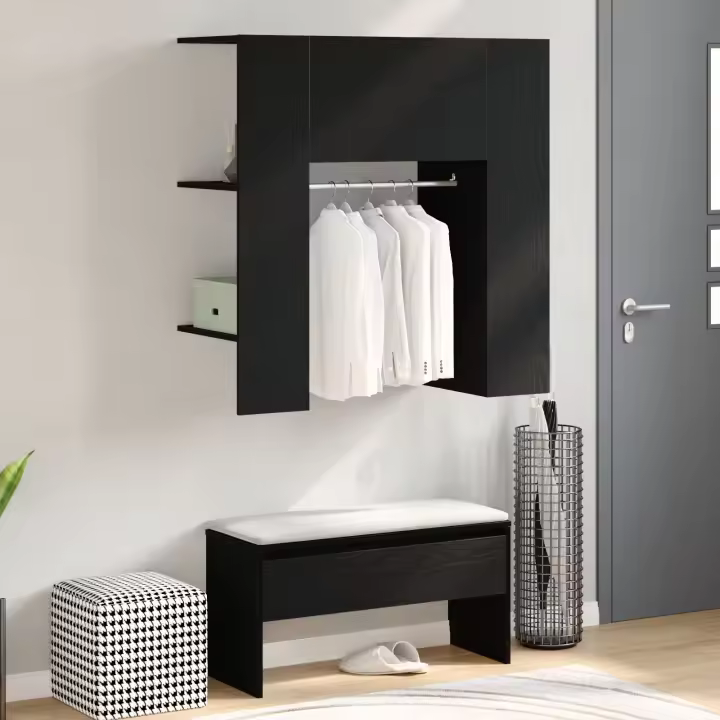 vidaXL Armario de Pasillo Roble Negro Madera Elaborada 97.5 x 37 x 99 cm - 1