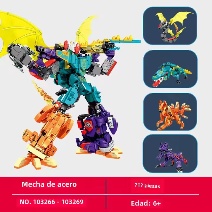 Bloques De Construcción De Transformación Animal 4en1 Para Niños Juguetes De Mecha Modelo Regalo De Cumpleaños Ideal Para Edad 6-12 - 1