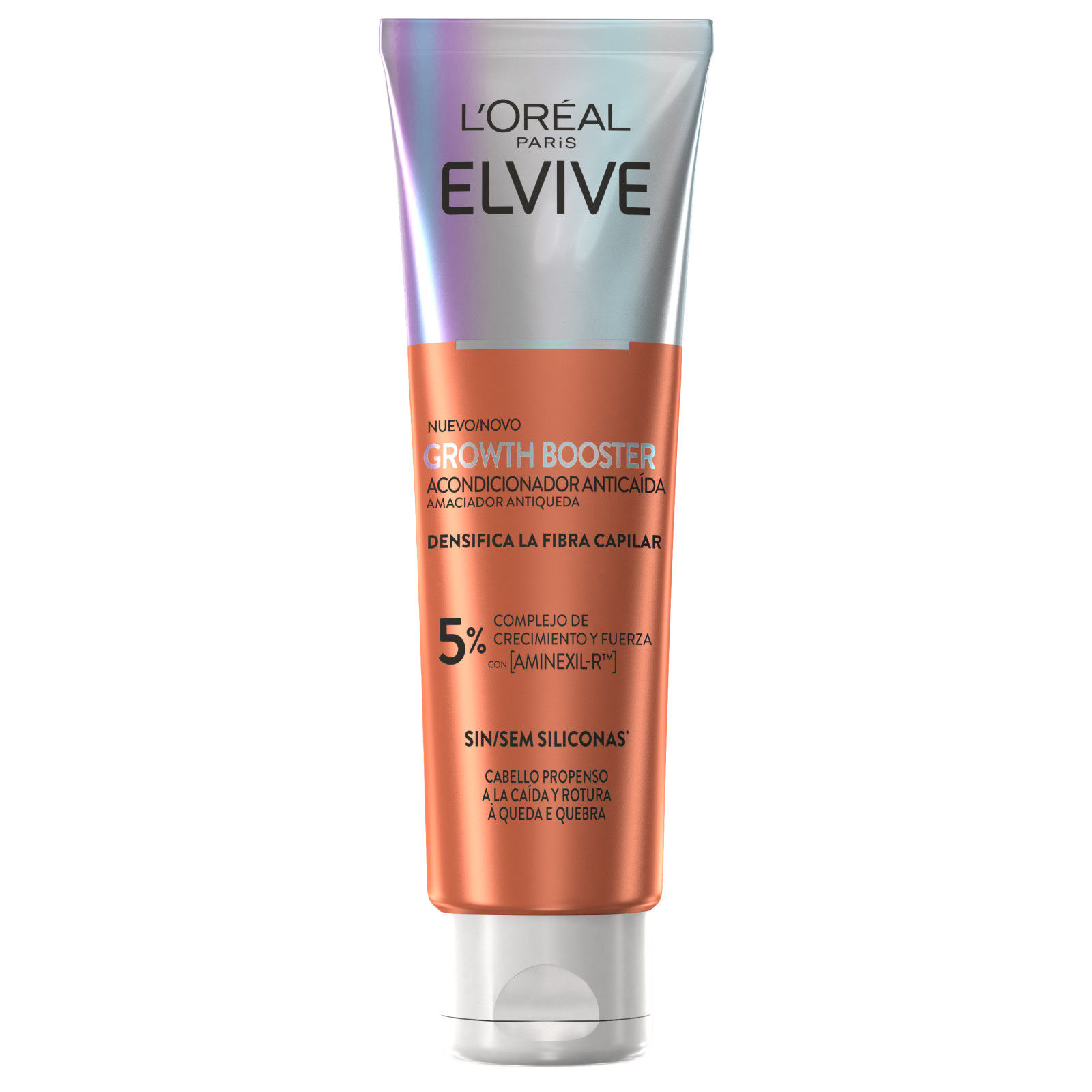 L'Oréal Paris | Rutina Elvive Growth Booster Champú, acondicionador o sérum Anticaída 200ml Sin Sulfatos* (*sin tensioactivos sulfatados)
