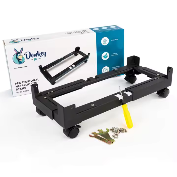 Donkey pc Soporte CPU bajo mesa de acero ajustable de gran tamaño DONKPCSTANDPLUS Soporte pc, soporte cpu, - 1