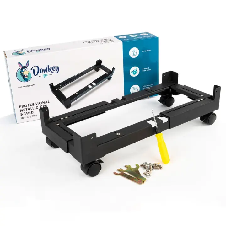 Donkey pc Soporte CPU bajo mesa de acero ajustable de gran tamaño DONKPCSTANDPLUS Soporte pc, soporte cpu, - 1