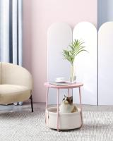 Mesa Auxiliar Redonda con Cesta de Tela - Espaciosa Mesa Lateral para Salón, Dormitorio o Mesita de Noche, Estilo Moderno, Disponible en Varios Colores - details 51