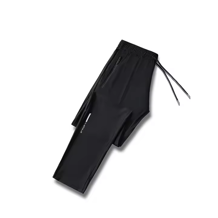 Pantalones Deportivos De Seda Neutral Para Hombres Y Mujeres Transpirables Y Absorbentes De Sudor Para Primavera Y Otoño Con Cierre Elástico - 1