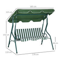 Outsunny Columpio de Jardín de 2-3 Plazas Balancín de Exterior con Toldo Ajustable en Ángulo Impermeable y Marco de Acero para Patio Balcón 170x110x153 cm - details 2