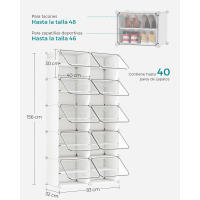 Zapatero modular con 10 compartimentos, mueble de plástico versátil con puertas, estructura de acero, cubos de 30x40x30 cm - details 6