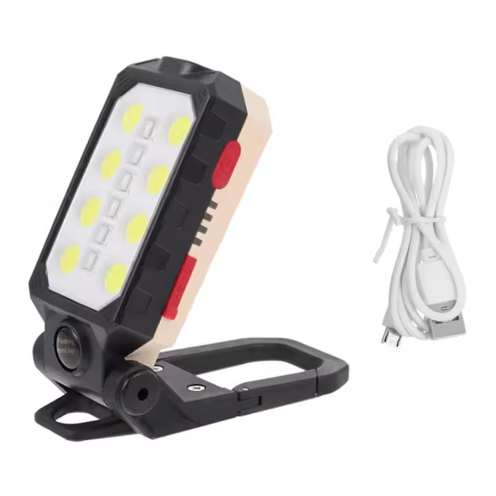 Luz de trabajo LED COB plegable, recargable por USB, resistente al agua, para camping, reparación de automóviles, trabajo de emergencia (8 LED) - 1