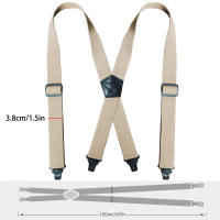 Suspenders Para Hombres De Gran Tamaño Y Pesada Resistencia Con X-Back 4 Clips Plásticos Fuertes Ajustables Elásticos Para Traje De Trabajo 3.8cm/1.5 Pulgadas - details 1