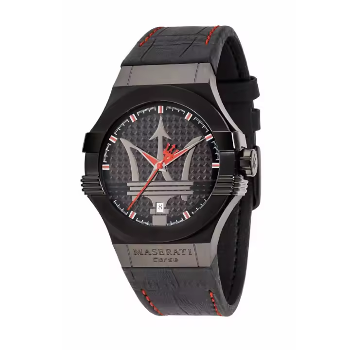 Maserati Reloj Hombre Potenza 42mm 3h Black Dial Black Str Acero 10 Atm - 1