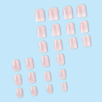 24pcs/set Uñas Postizas Cortas En Gradient Nude Rosa Jalea Brillante Estilo Cuadrado Ballet Frances Reutilizables Press on Falsas Uñas - details 56