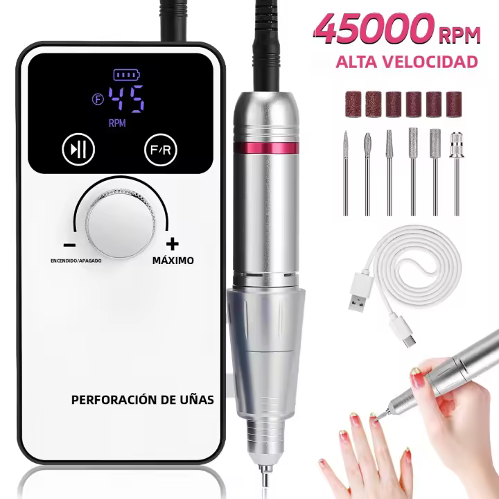 Máquina De Uñas Eléctrica DianaBeauty 45000RPM Portátil Para Pintura De Uñas Gel Pulidora Con Pantalla LCD HD Torno Profesional De Manicura - 1