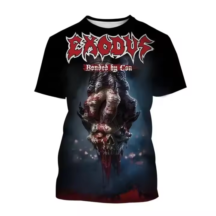 Camiseta 3D Personalizada Exodus Para Hombres Y Mujeres Estilo Hip-Hop Harajuku Callejero Punk Casual Transpirable De Verano - 1